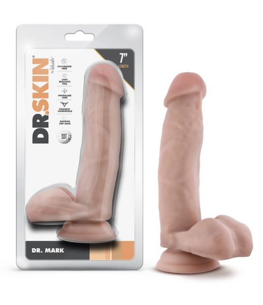 Blush - Dr. Skin - Dr. Mark - 7 Inch Dildo With Balls - Beige