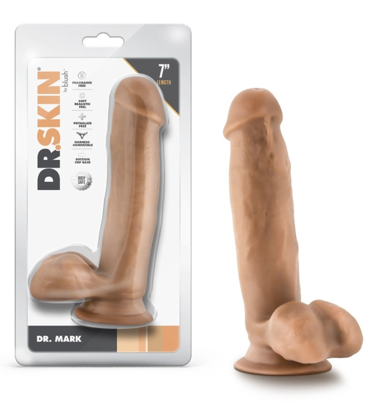 Blush - Dr. Skin - Dr. Mark - 7 Inch Dildo With Balls - Tan