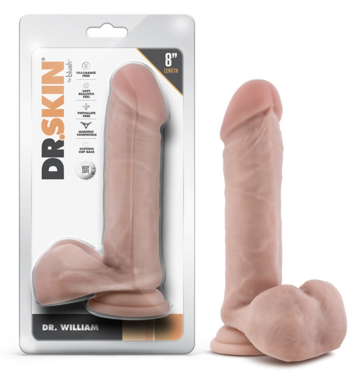 Blush - Dr. Skin - Dr. William - 8 Inch Dildo With Balls - Beige