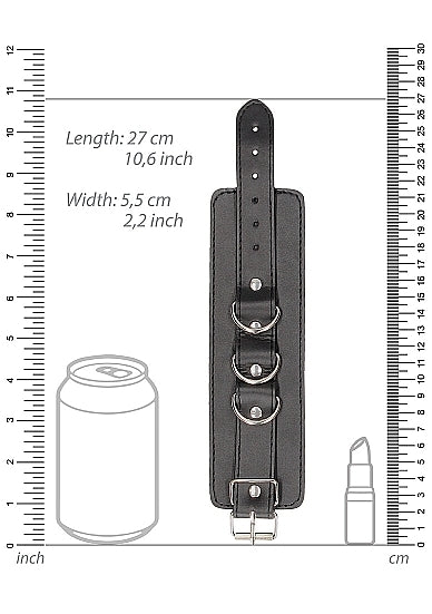 Shots - Ouch! B&W - Bonded Leather Hand or Ankle Cuffs w Adjustable Straps
