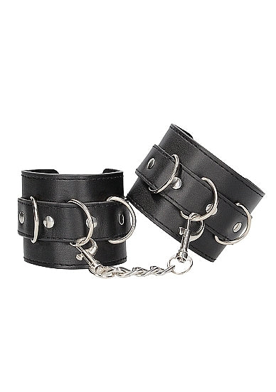Shots - Ouch! B&W - Bonded Leather Hand or Ankle Cuffs w Adjustable Straps