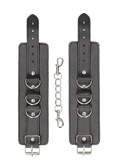 Shots - Ouch! B&W - Bonded Leather Hand or Ankle Cuffs w Adjustable Straps