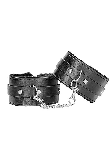 Shots - Ouch! B&W - Plush Bonded Leather Ankle Cuffs w Adjustable Straps