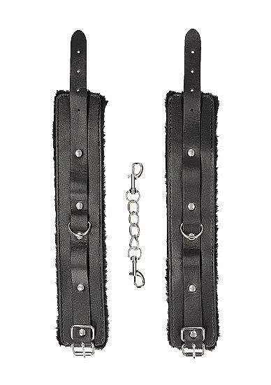 Shots - Ouch! B&W - Plush Bonded Leather Ankle Cuffs w Adjustable Straps