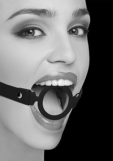 Shots - Ouch! B&W - Silicone Ring Gag w Adjustable Bonded Leather Straps