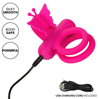Couple's Enhancers Silicone Rechargeable Butterfly Dual Ring