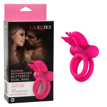 Couple's Enhancers Silicone Rechargeable Butterfly Dual Ring