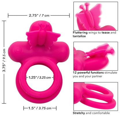 Couple's Enhancers Silicone Rechargeable Butterfly Dual Ring
