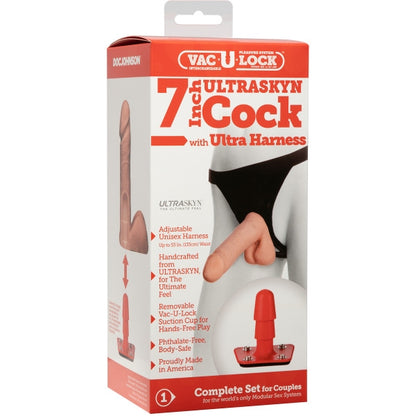 Vac-U-Lock - 7 Inch ULTRASKYN Cock w Ultra Harness