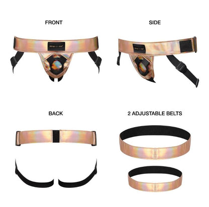 StrapOnMe Leatherette Harness Curious - Rose Gold Holographic (MSRP CAD$89.99)