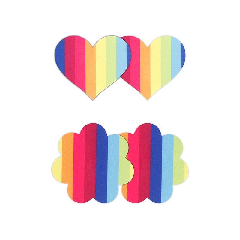 NS - Pretty Pasties - Pride Heart & Flower - Rainbow - 2 Pair