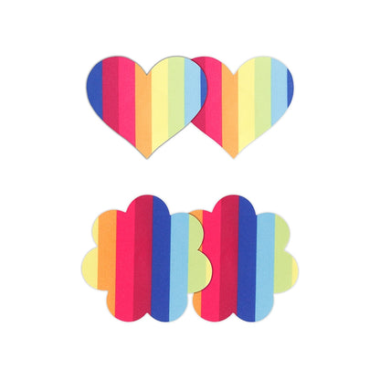 NS - Pretty Pasties - Pride Heart & Flower - Rainbow - 2 Pair