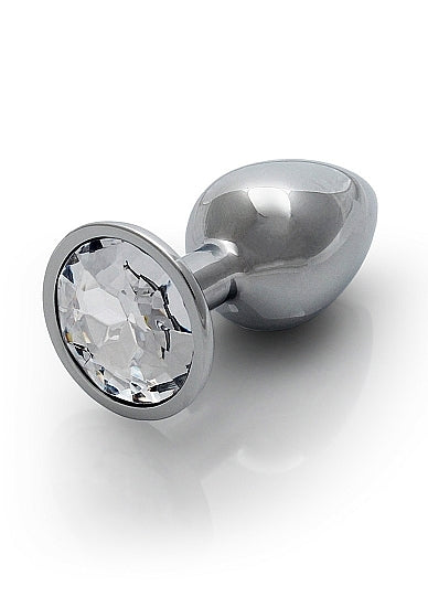 Shots - Ouch! - Round Gem Butt Plug - Silver / Diamond - Small