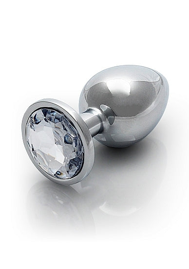Shots - Ouch! - Round Gem Butt Plug - Silver / Diamond - Medium