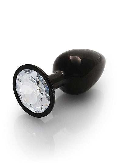 Shots - Ouch! - Round Gem Butt Plug - Gunmetal / Diamond - Small
