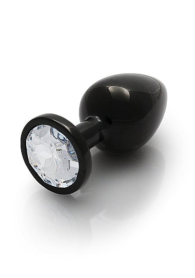 Shots - Ouch! - Round Gem Butt Plug - Gunmetal / Diamond - Medium