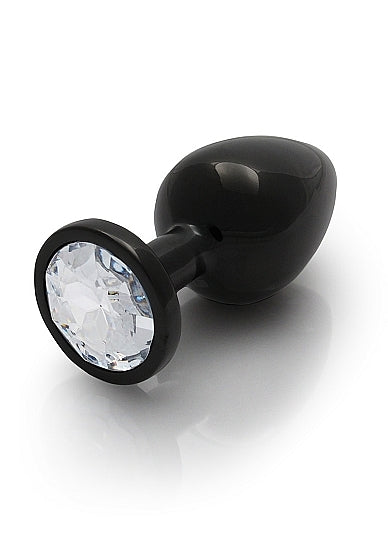 Shots - Ouch! - Round Gem Butt Plug - Gunmetal / Diamond - Large