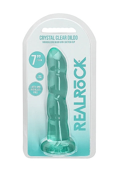 Shots - RealRock - Non Realistic Dildo with Suction Cup - 7''/ 17 cm - Turquoise