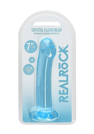 Shots - RealRock - Non Realistic Dildo with Suction Cup - 6,7''/ 17 cm - Blue