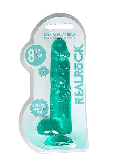 Shots - RealRock - Realistic Dildo with Balls 8"/21cm - Turquoise