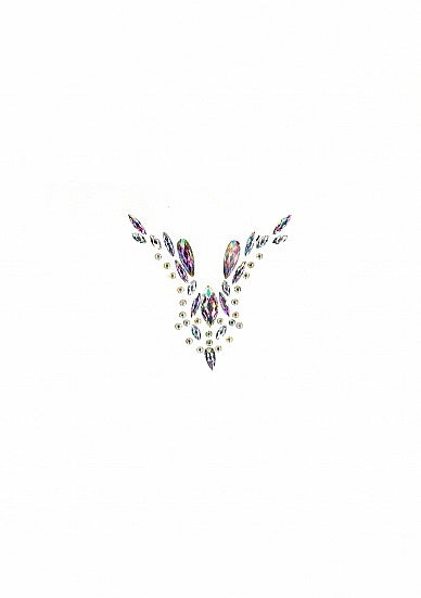 Shots - Dazzling Deep-V Cleavage Bling Sticker - Opal