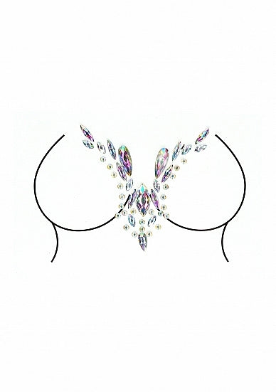 Shots - Dazzling Deep-V Cleavage Bling Sticker - Opal