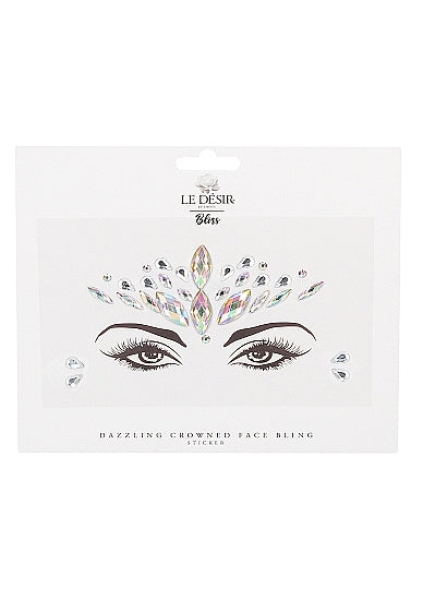 Shots - Dazzling Crowned Face Bling Sticker - Opal
