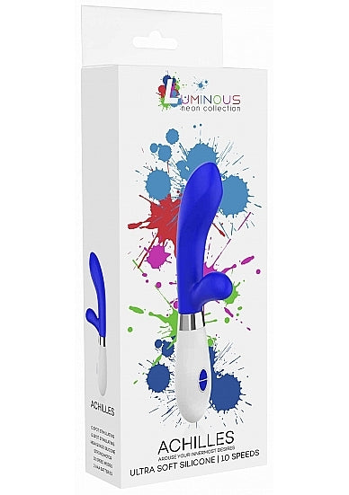 Shots - Achilles Ultra Soft Silicone 10 Speed Dual Motor Vibrator - Royal Blue