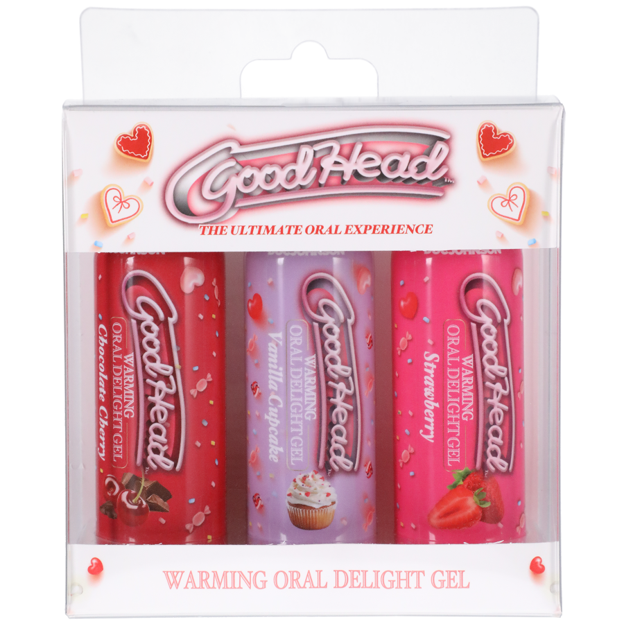 GoodHead - Warming Oral Delight Gel 3 pack 2oz. Strawberry, Vanilla Cupcake, Chocolate Cherry