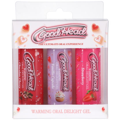 GoodHead - Warming Oral Delight Gel 3 pack 2oz. Strawberry, Vanilla Cupcake, Chocolate Cherry