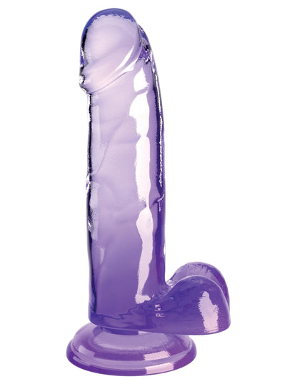 King Cock Clear 7" Cock with Balls - Purple