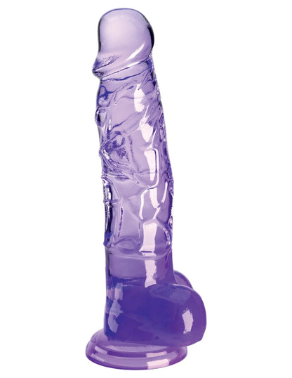 King Cock Clear 8" Cock with Balls - Purple