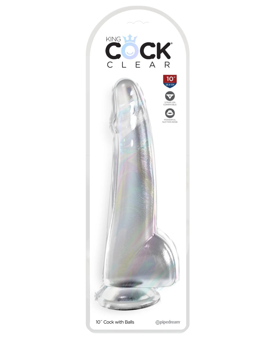 King Cock Clear 10" Cock with Balls - Clear