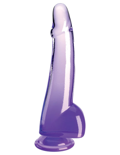 King Cock Clear 10" Cock with Balls - Purple