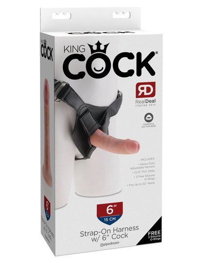 King Cock Strap-On Harness with 6" Cock Light