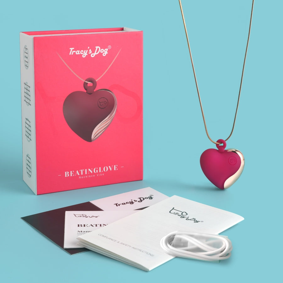 Beating Love Silicone Heart-Shaped Necklace Vibrator Red