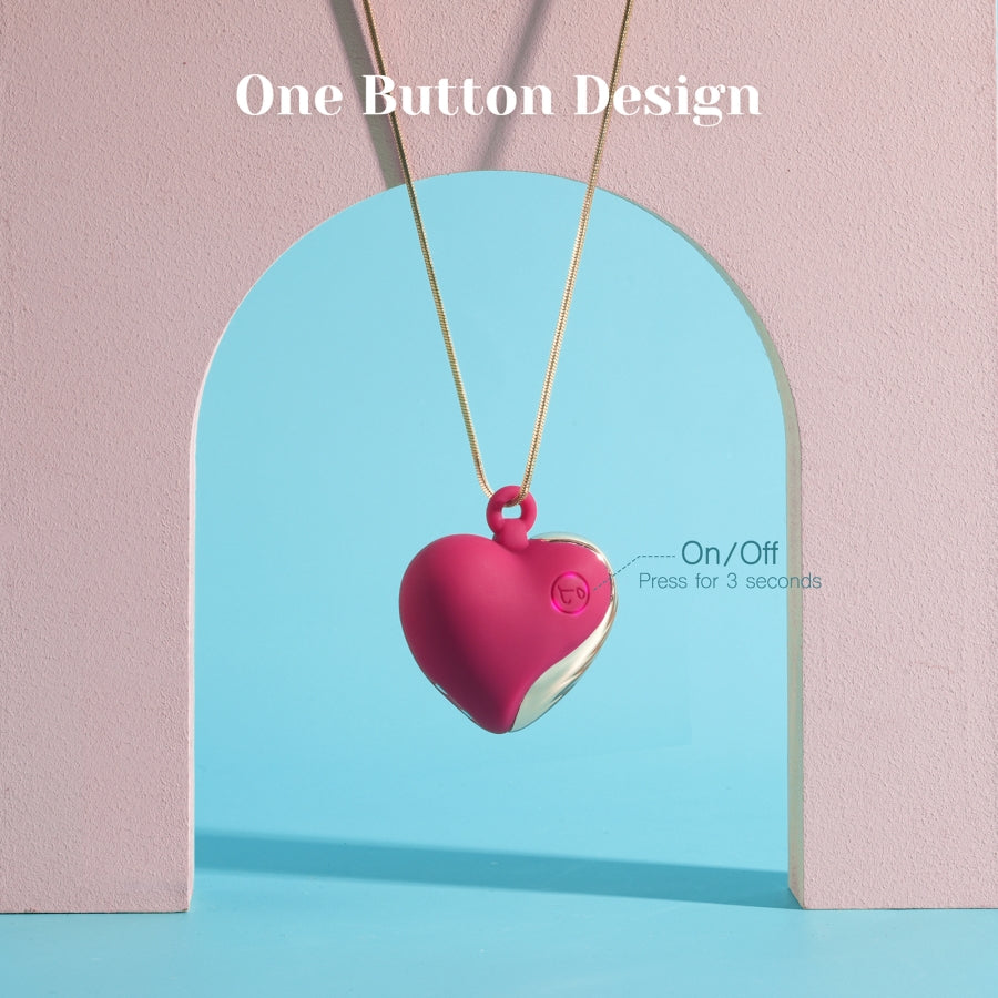 Beating Love Silicone Heart-Shaped Necklace Vibrator Red