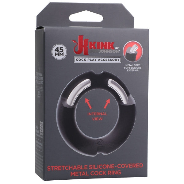Kink - Silicone-Covered Metal Cock Ring - 45mm Black