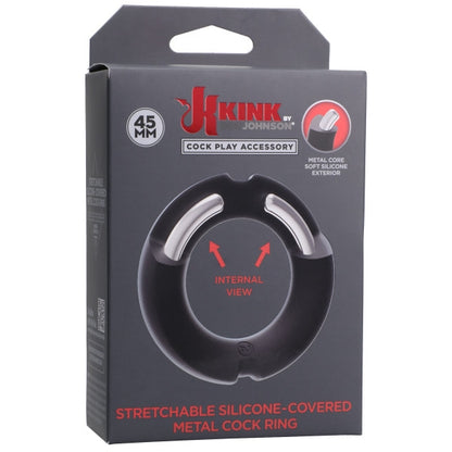 Kink - Silicone-Covered Metal Cock Ring - 45mm Black
