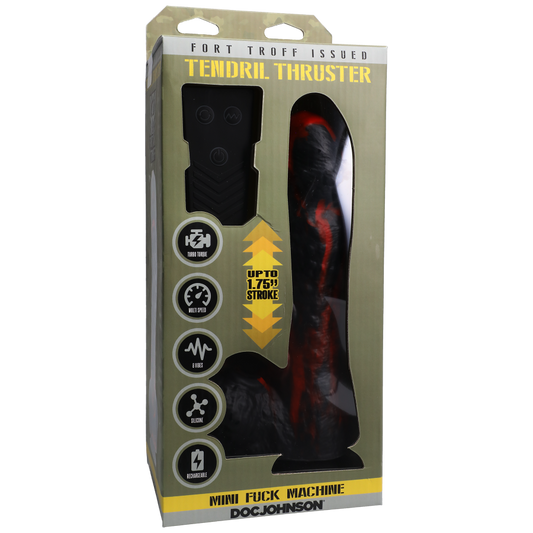 Doc Johnson Fort Troff - Tendril Thruster Mini Fuck Machine Rechargeable Silicone w Remote Red, Black