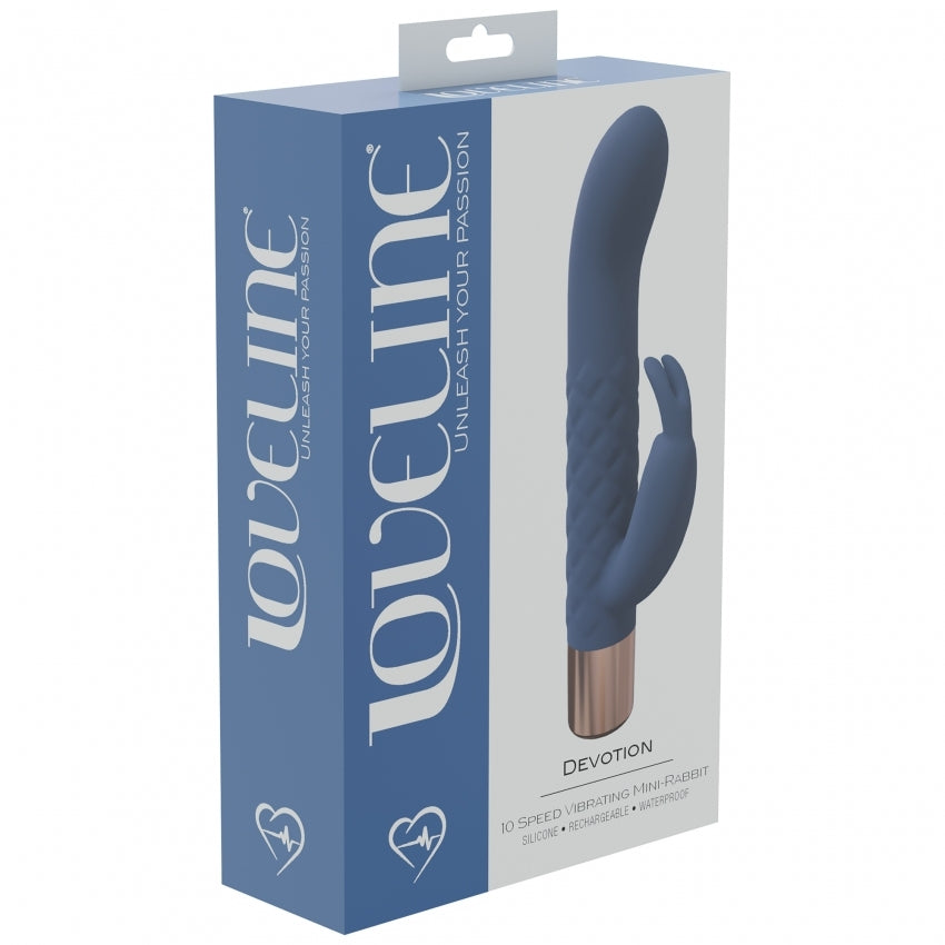 Shots - Devotion 10 Speed Mini-Rabbit Silicone Rechargeable - Blue/Grey