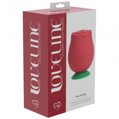 Shots - The Rose 10 Speed Air Pulse Vibe Silicone/Rechargeable/Waterproof - Red