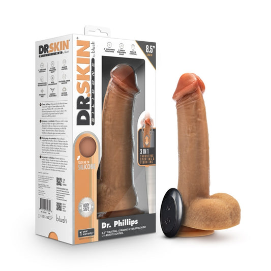 Blush - Dr. Skin Silicone - Dr. Phillips - 8.5" Thrusting Dildo - Tan