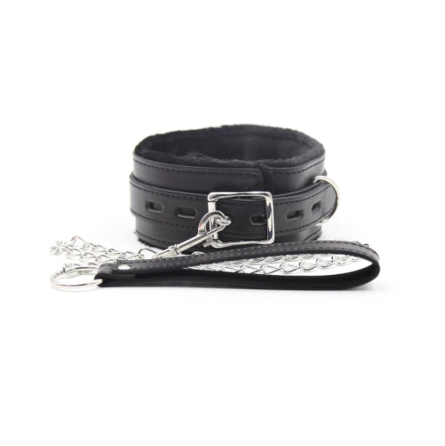 Please - Master Collar & Leash - Black Faux Leather
