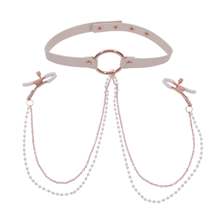 Sportsheets - Peaches 'n CreaMe Collar with Nipple Clamps