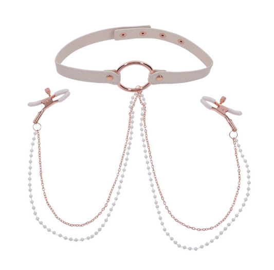 Sportsheets - Peaches 'n CreaMe Collar with Nipple Clamps