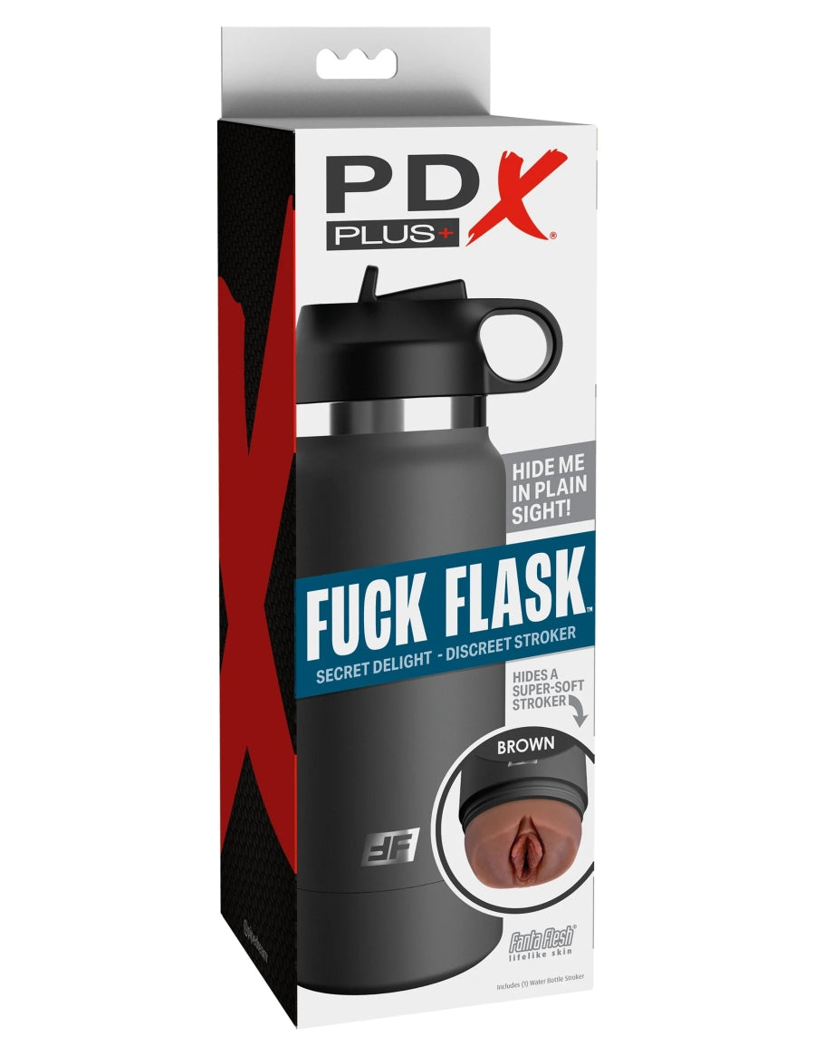 PDX Plus Fuck Flask Secret Delight Discreet Stroker - Grey Bottle - Brown