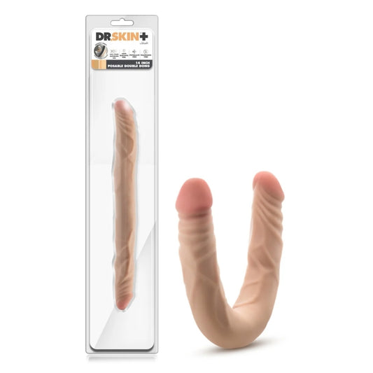 Blush - Dr. Skin Plus - 14" Posable Double Dong - Beige