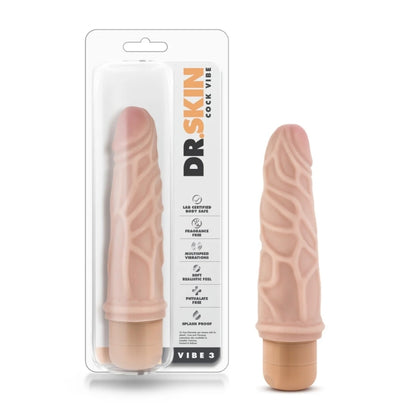 Blush - Dr. Skin Cock Vibe 3 - 7.25" Vibrating Cock - Beige