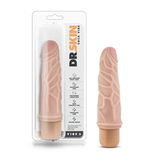 Blush - Dr. Skin Cock Vibe 3 - 7.25" Vibrating Cock - Beige
